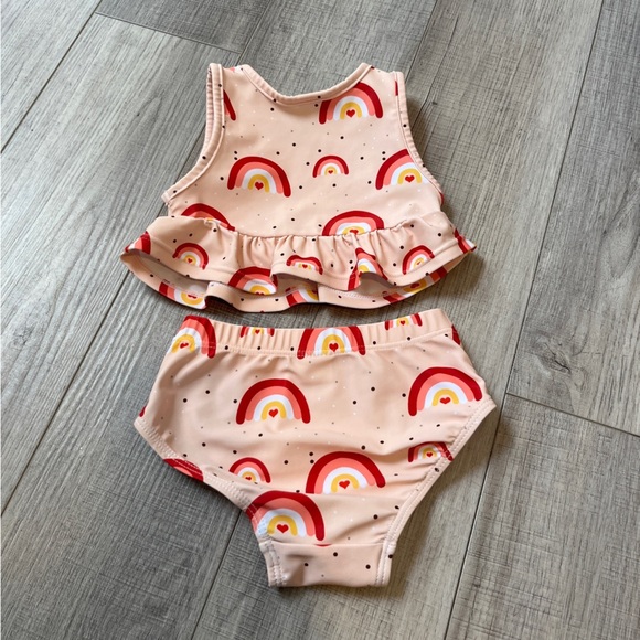 Younger Tree Toddler Baby Girls 2PCS Swimsuit - Summer Sleeveless Rainbow 6-12M - Picture 8 of 10